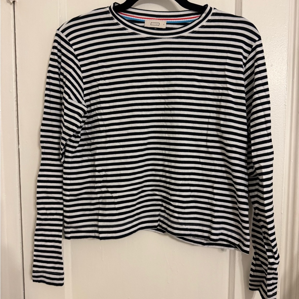 AYRBlack and White Striped Long Sleeve Top